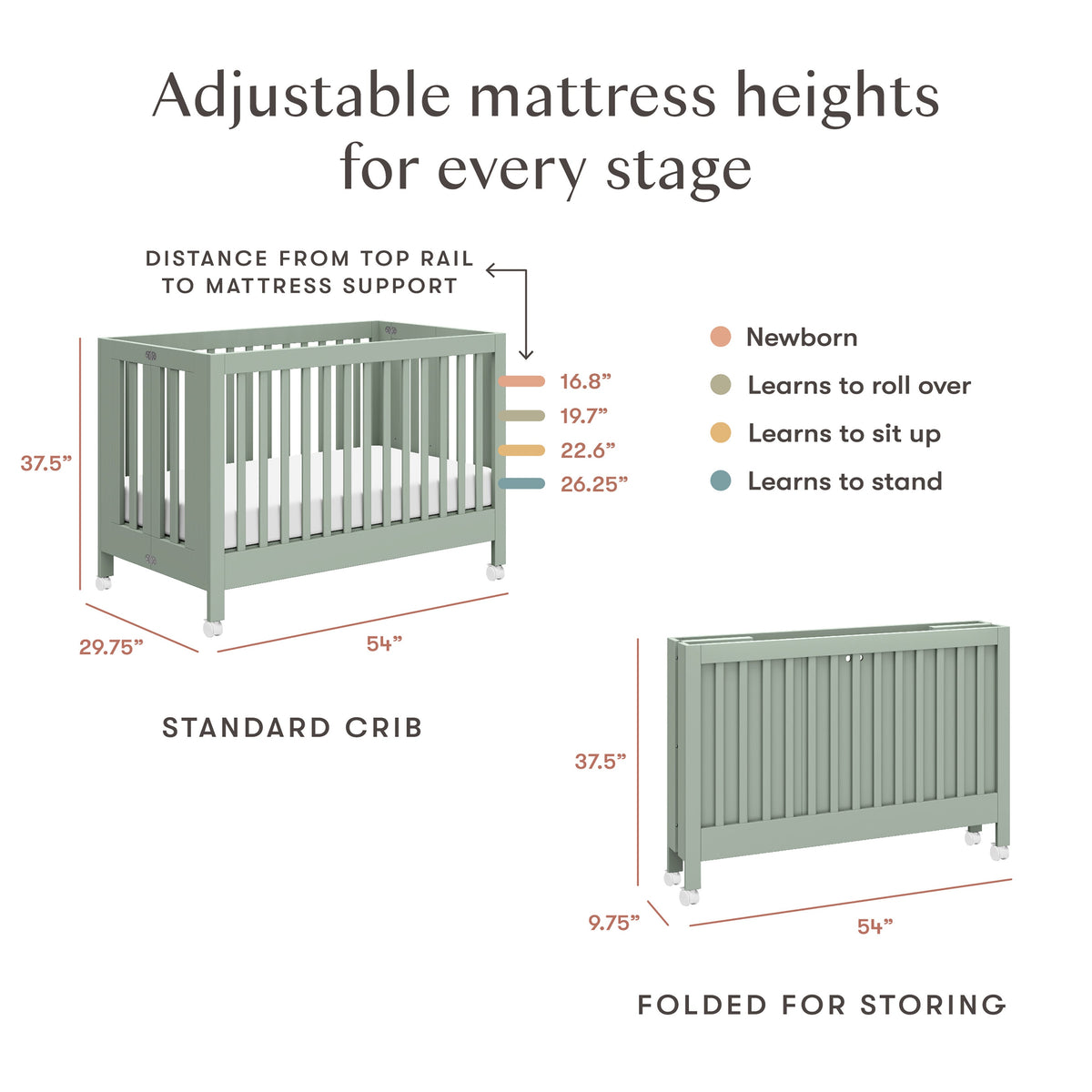 Cuna plegable portátil Maki con kit de conversión a cama para niños pequeños