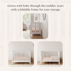 Cuna plegable portátil Maki con kit de conversión a cama para niños pequeños