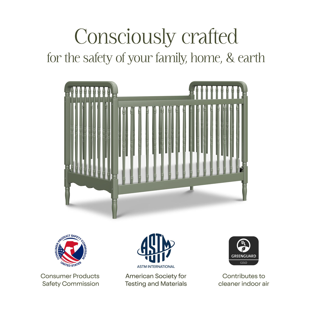 Liberty 3-in-1 Convertible Spindle Crib with Toddler Bed Conversion Kit