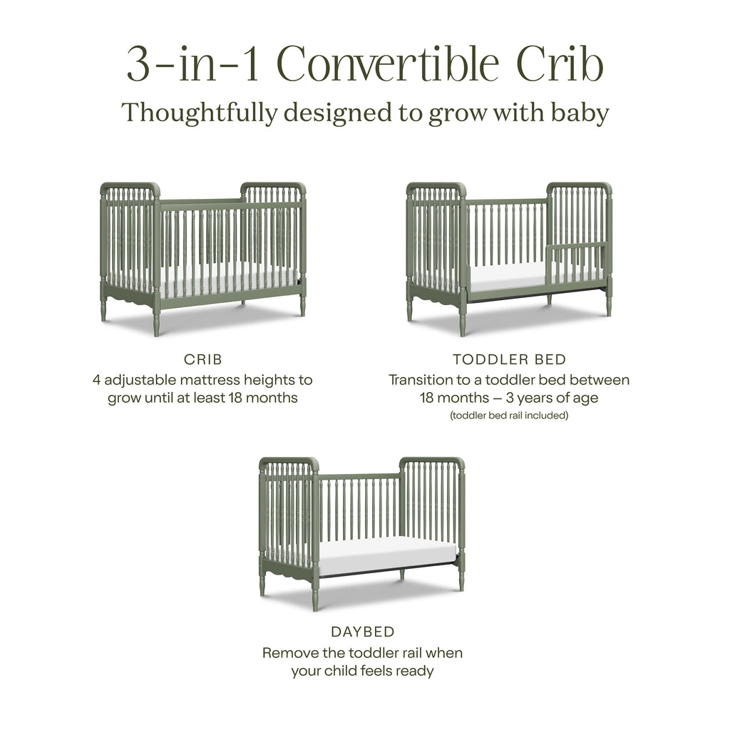 Liberty 3-in-1 Convertible Spindle Crib with Toddler Bed Conversion Kit