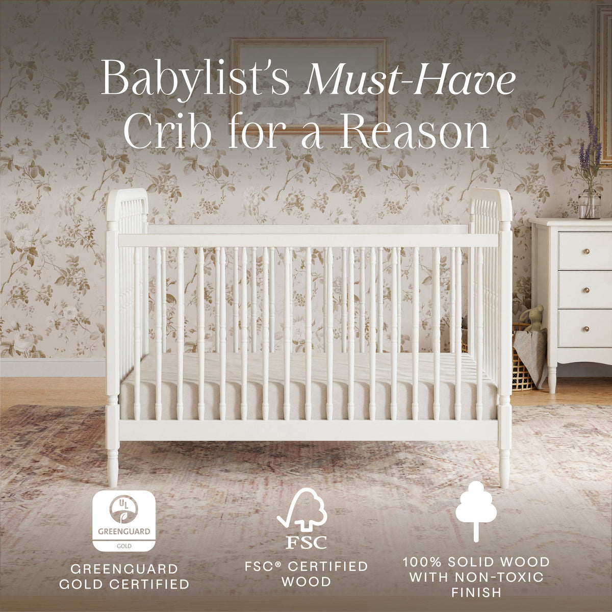 Liberty 3-in-1 Convertible Spindle Crib with Toddler Bed Conversion Kit
