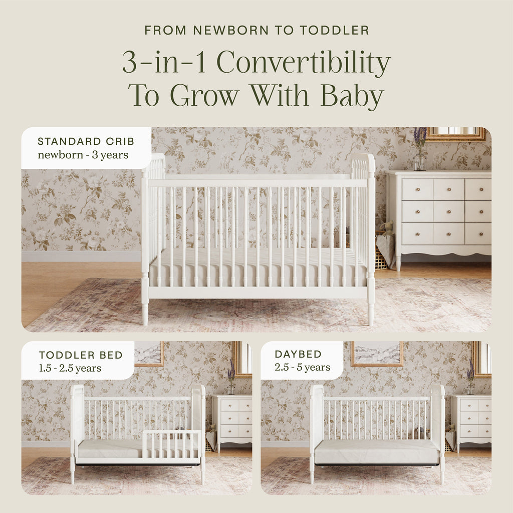 Liberty 3-in-1 Convertible Spindle Crib with Toddler Bed Conversion Kit