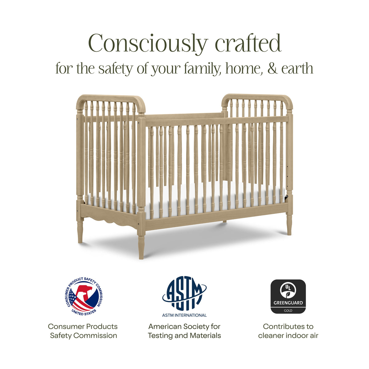 Liberty 3-in-1 Convertible Spindle Crib with Toddler Bed Conversion Kit