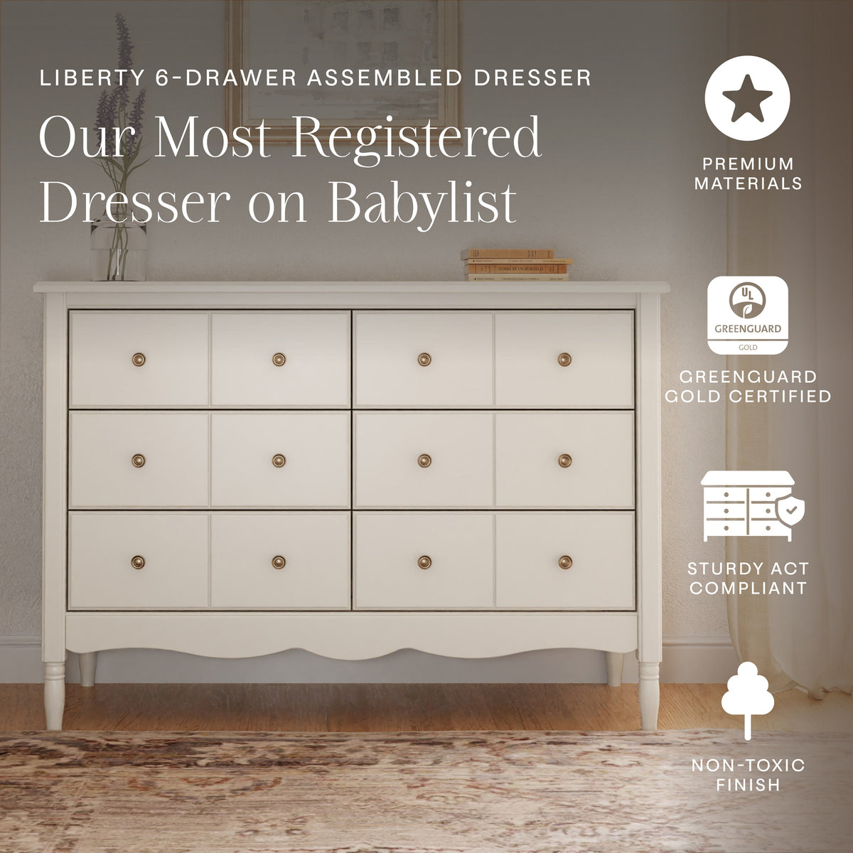 Liberty 6-Drawer Assembled Dresser (48")