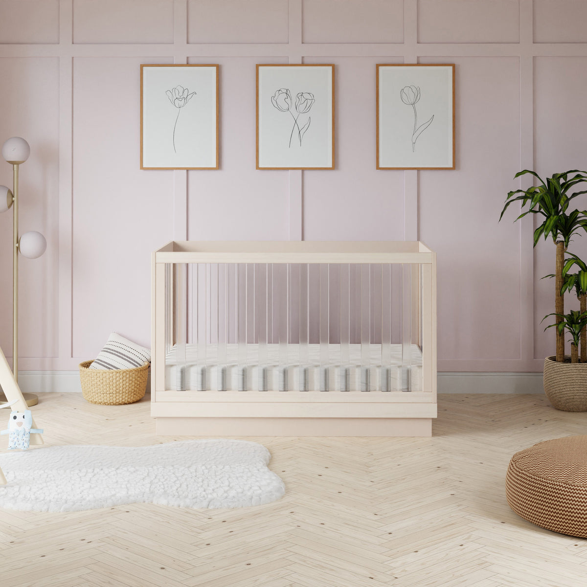 Cuna convertible 3 en 1 Harlow Acrylic con kit de conversión para cama infantil