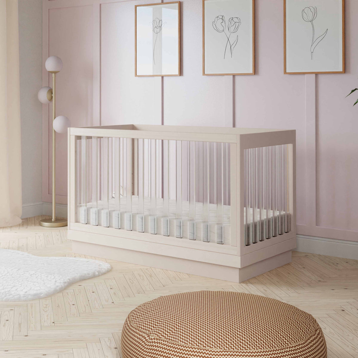 Cuna convertible 3 en 1 Harlow Acrylic con kit de conversión para cama infantil