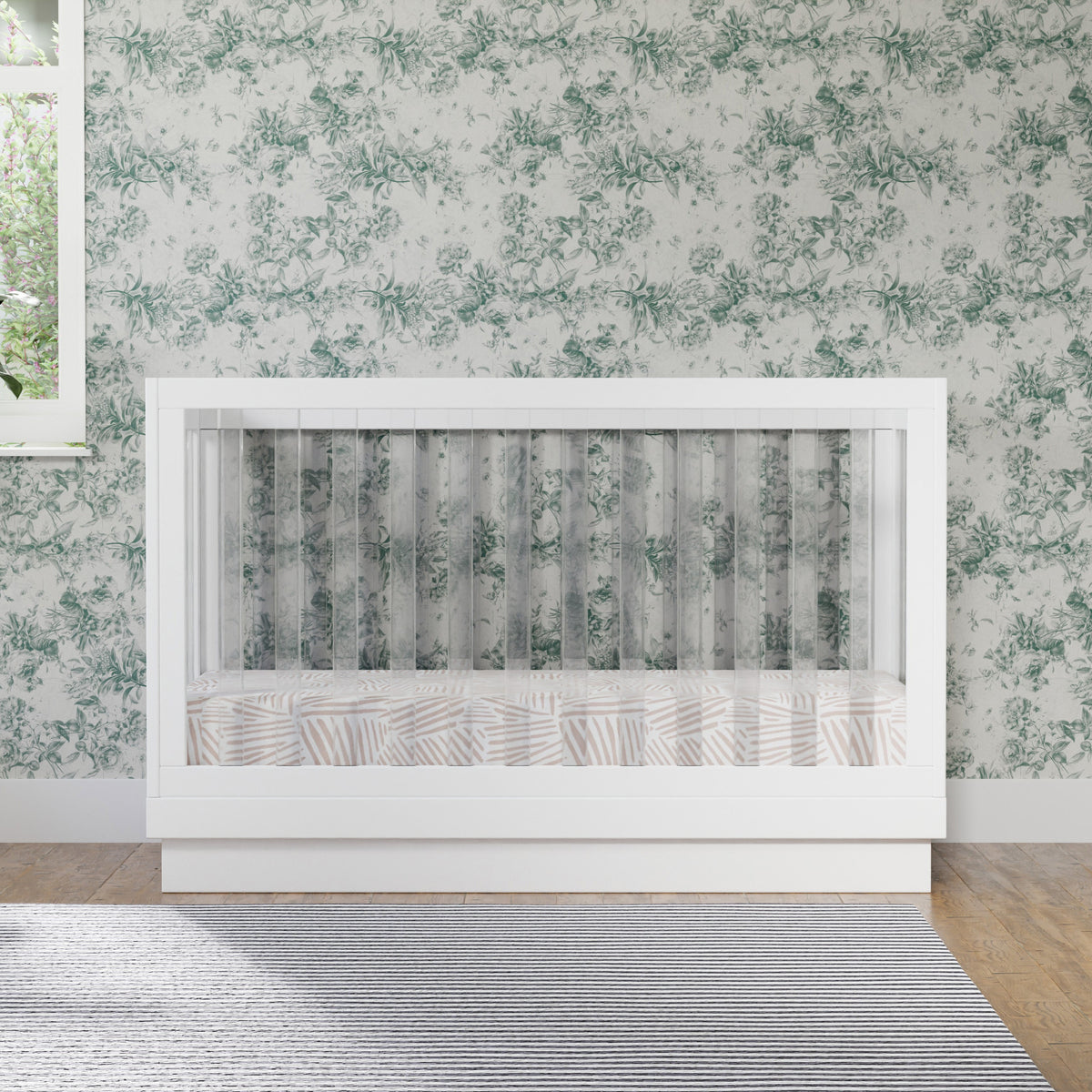 Harlow Acrylic 3-in-1 Convertible Crib with Toddler Bed Conversion Kit
