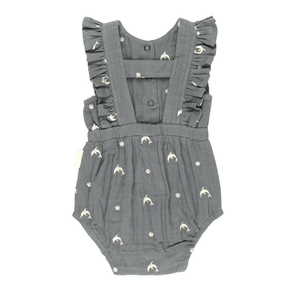 Moonstone Dolphin | Organic Muslin Ruffle Bodysuit