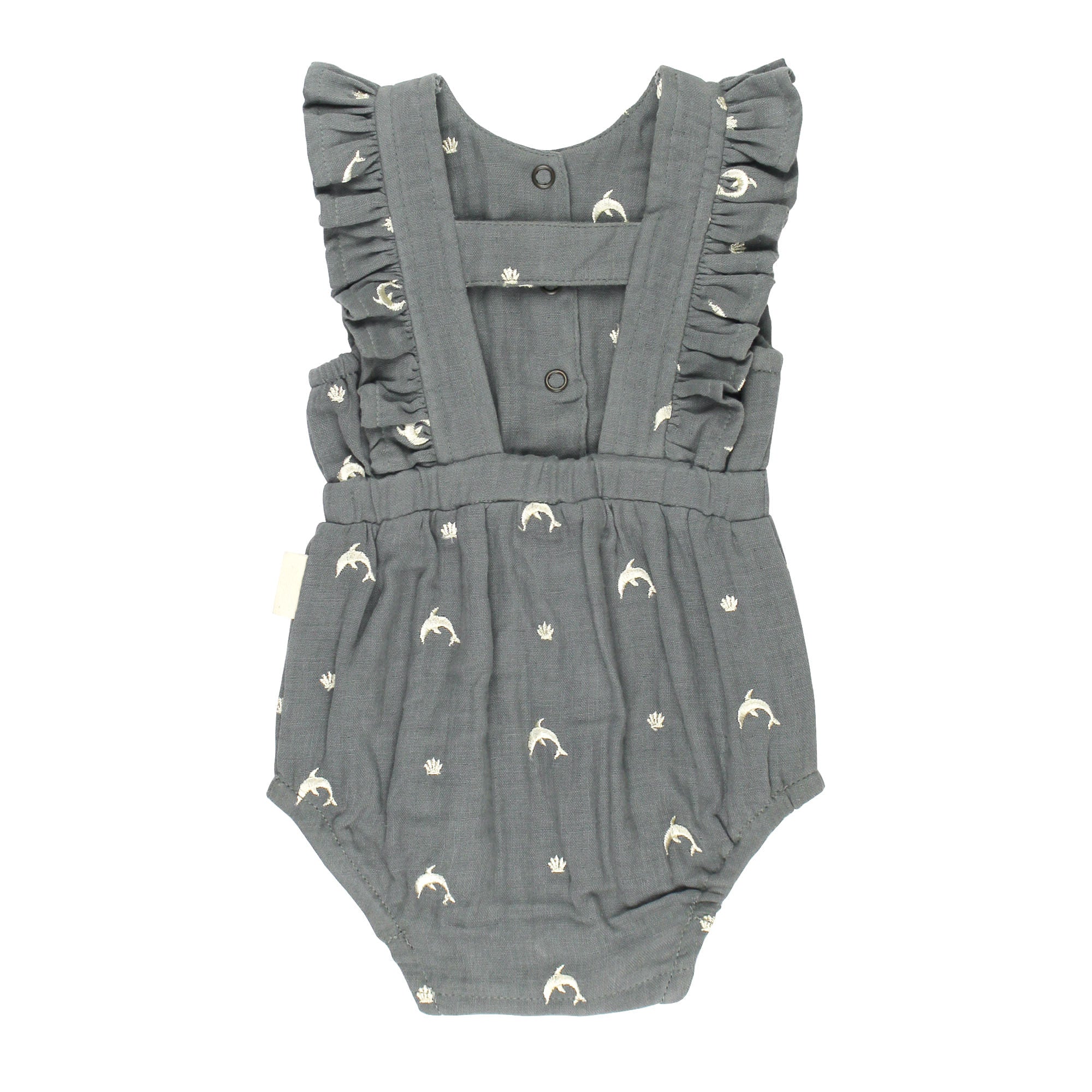 Moonstone Dolphin | Organic Muslin Ruffle Bodysuit