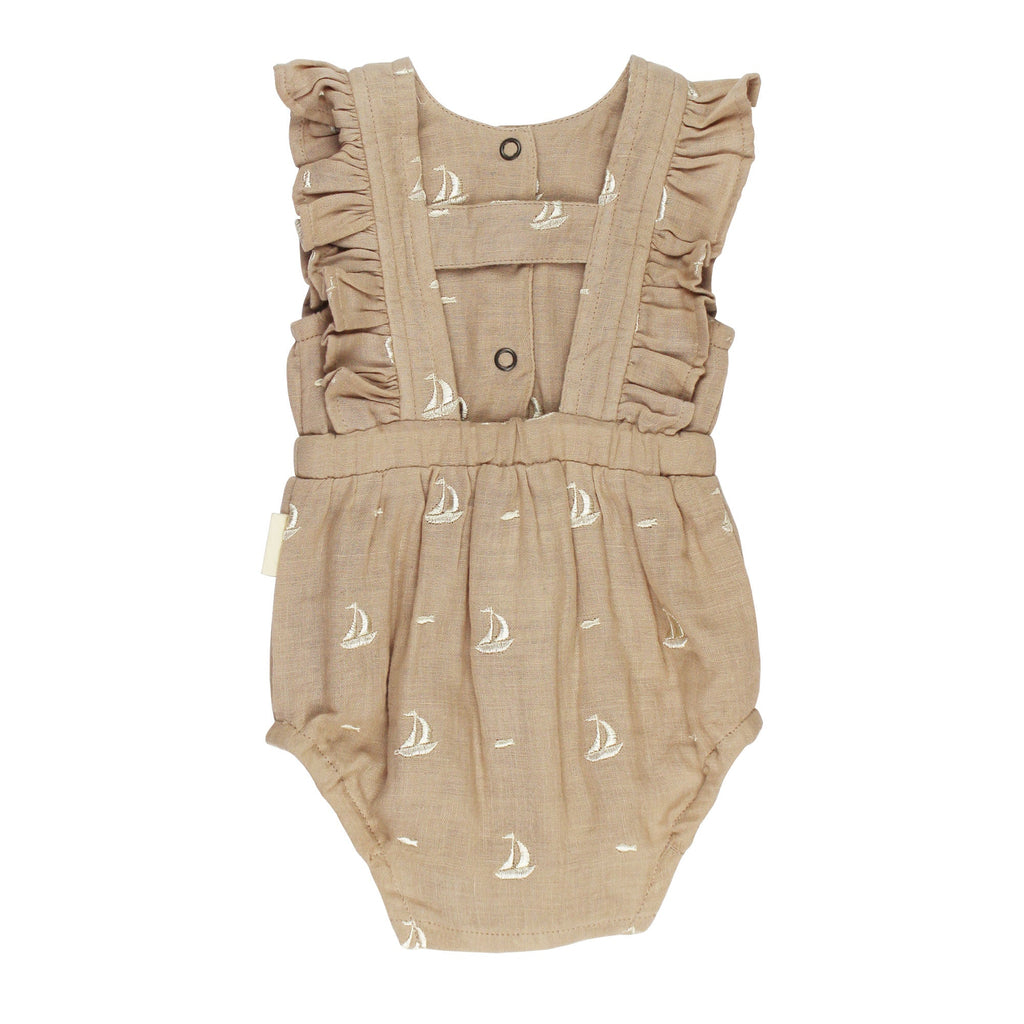 Oatmeal Sailboat | Organic Muslin Ruffle Bodysuit