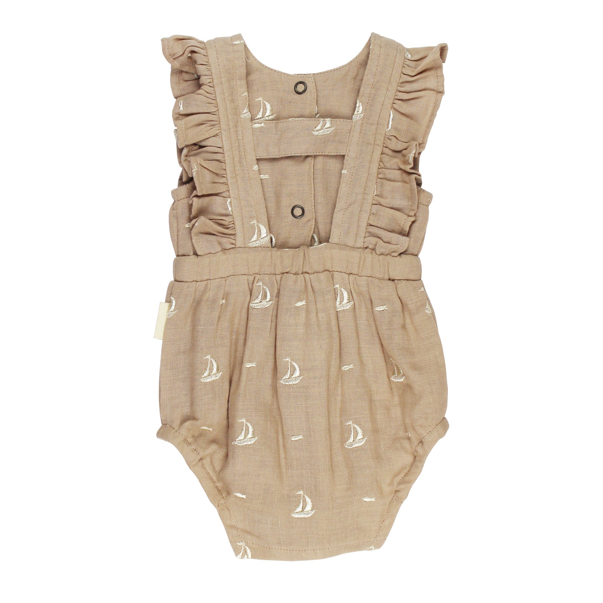 Oatmeal Sailboat | Organic Muslin Ruffle Bodysuit