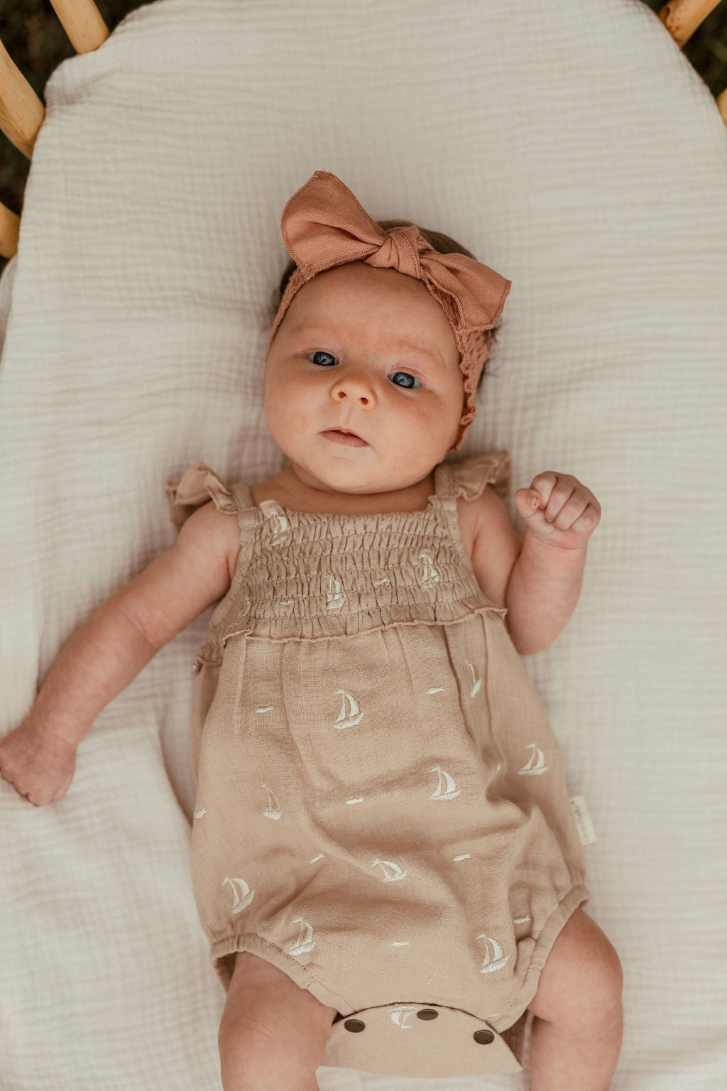 Oatmeal Sailboat | Organic Muslin Sleeveless Bodysuit