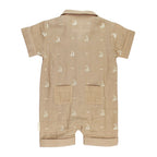 Oatmeal Sailboat | Organic Muslin S/Sleeve Coverall