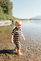 Adobe Chia Plaid | Organic Muslin S/Sleeve Coverall