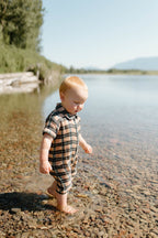 Adobe Chia Plaid | Organic Muslin S/Sleeve Coverall
