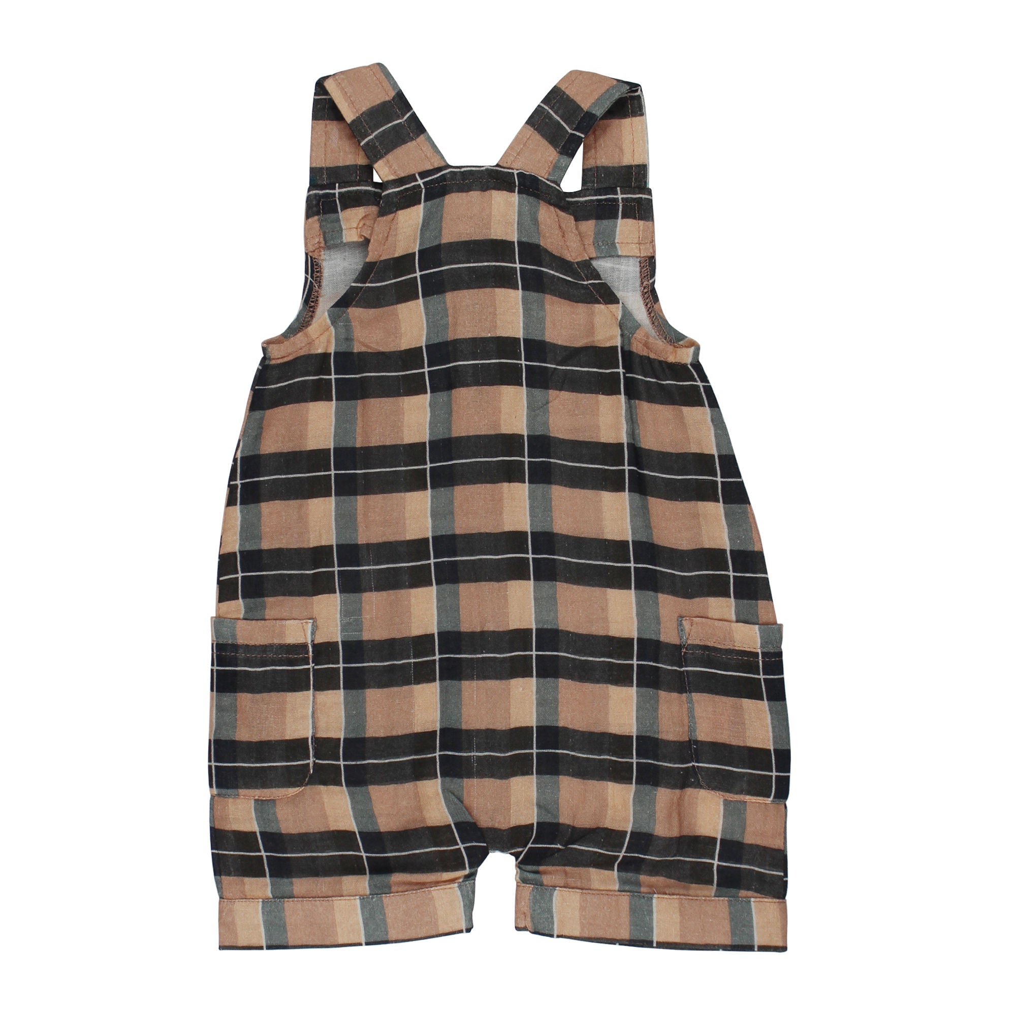 Adobe Chia Plaid | Organic Cuffed Muslin Overall