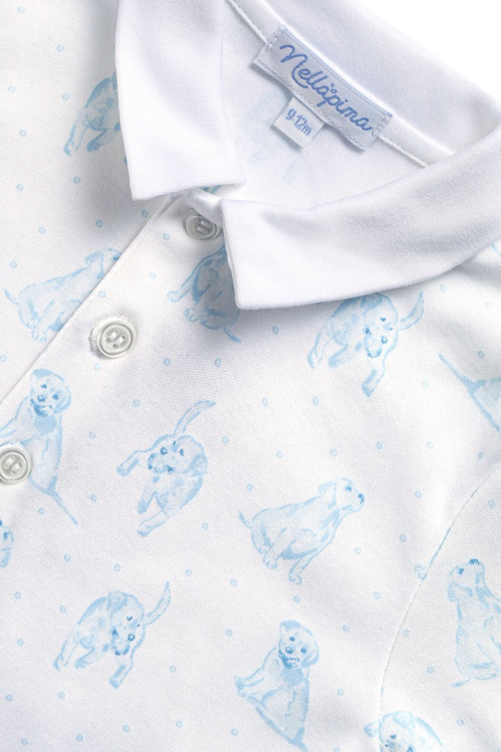 Puppy Love Print Romper long sleeve