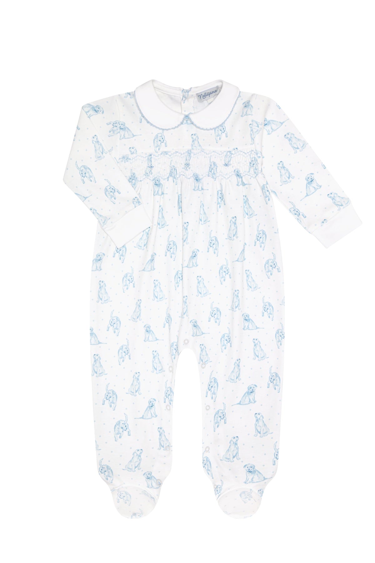 Puppy Love Print Smocked Footie