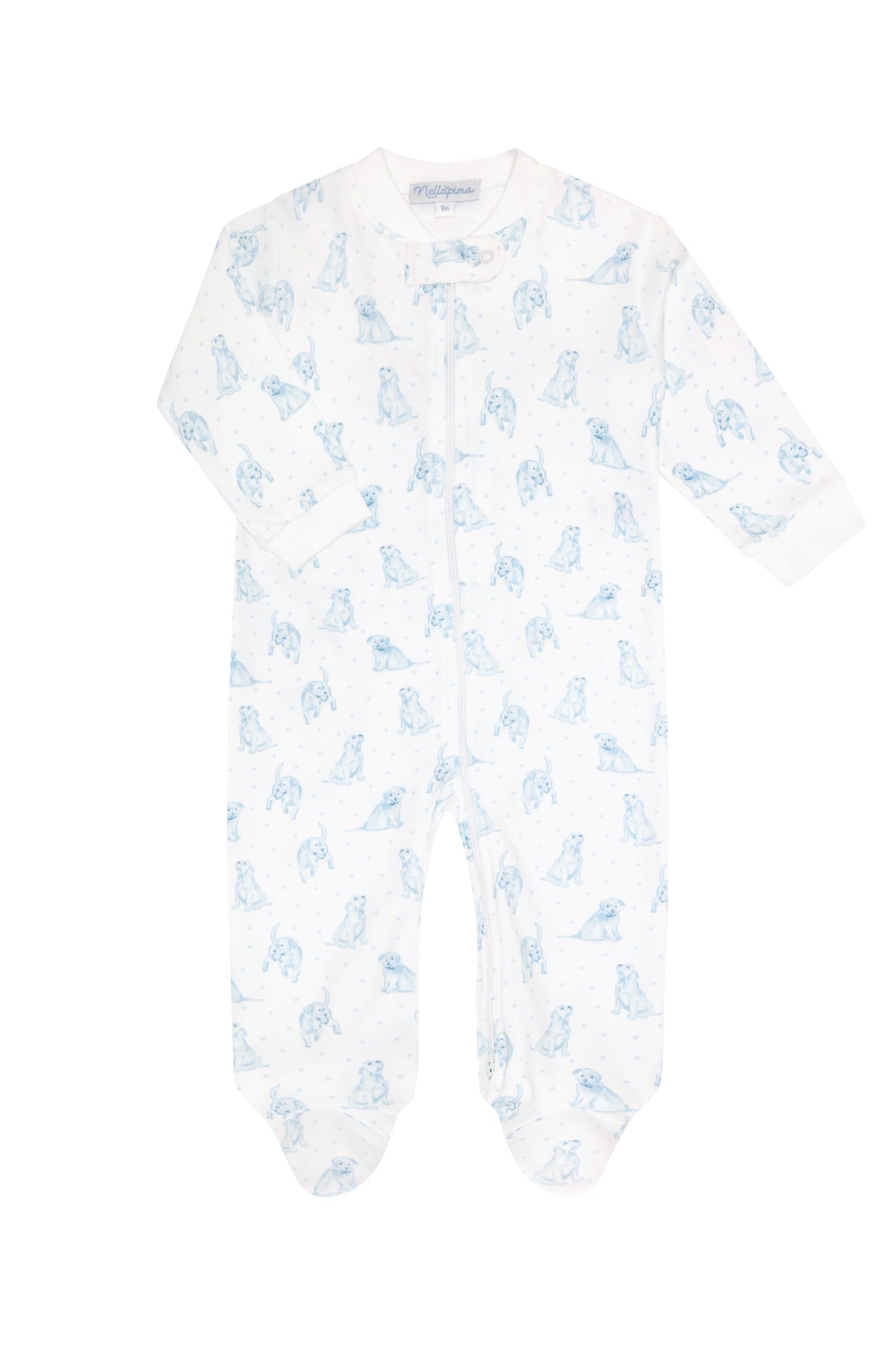 Puppy Love Print Zipper Footie