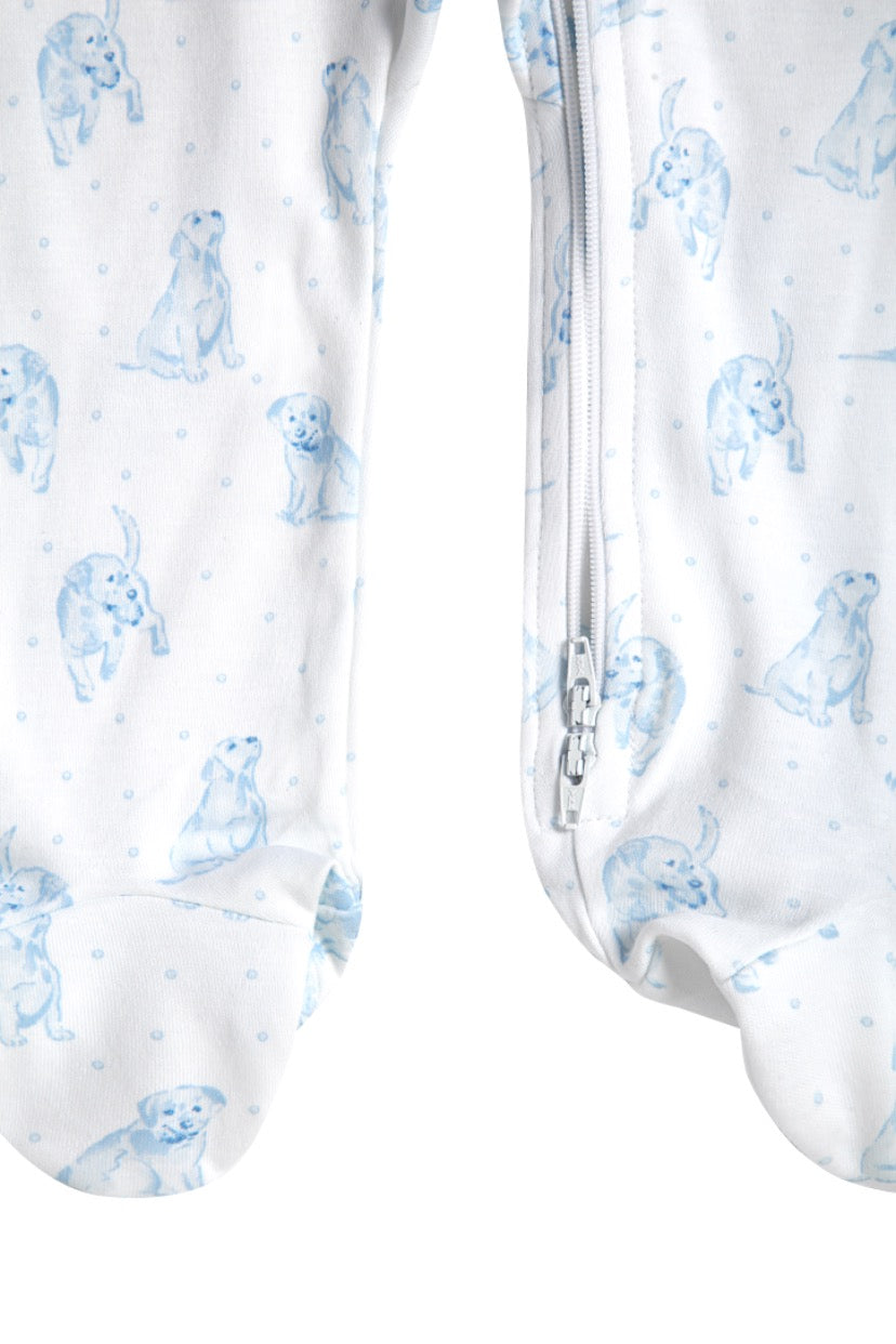 Puppy Love Print Zipper Footie