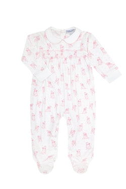Puppy Love Print Smocked Footie