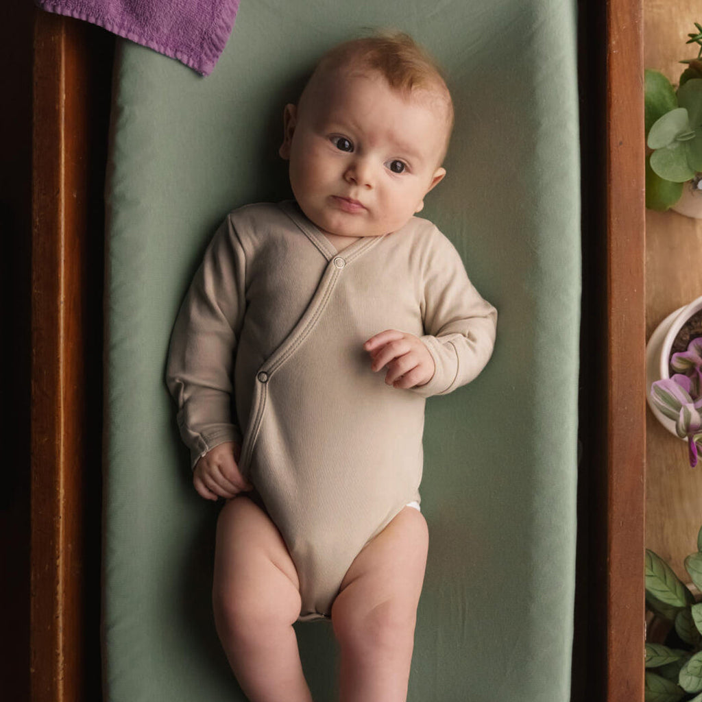Oatmeal | Organic Kimono Bodysuit