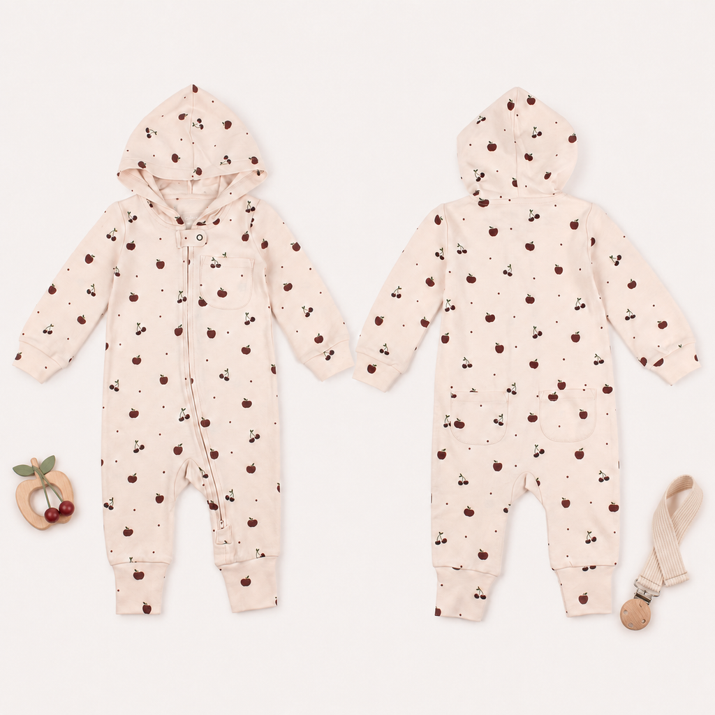 Organic Hooded Zipper Romper