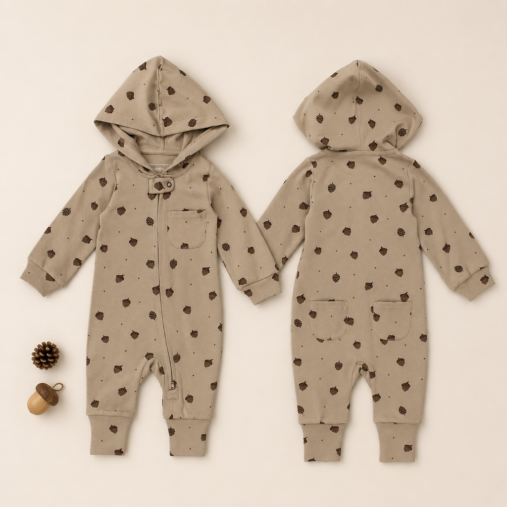 Organic Hooded Zipper Romper