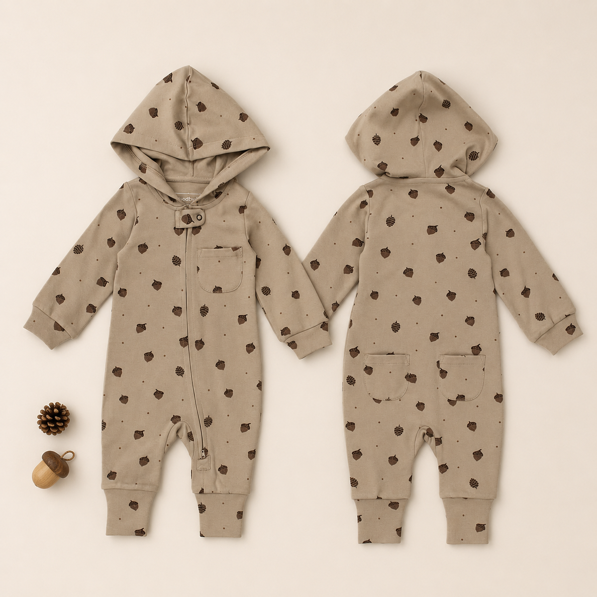 Organic Hooded Zipper Romper