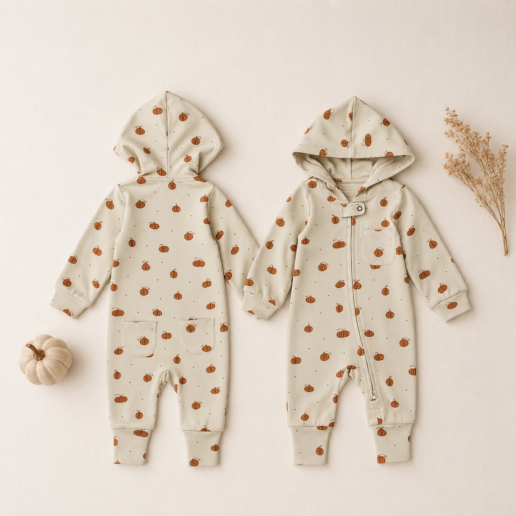 Organic Hooded Zipper Romper