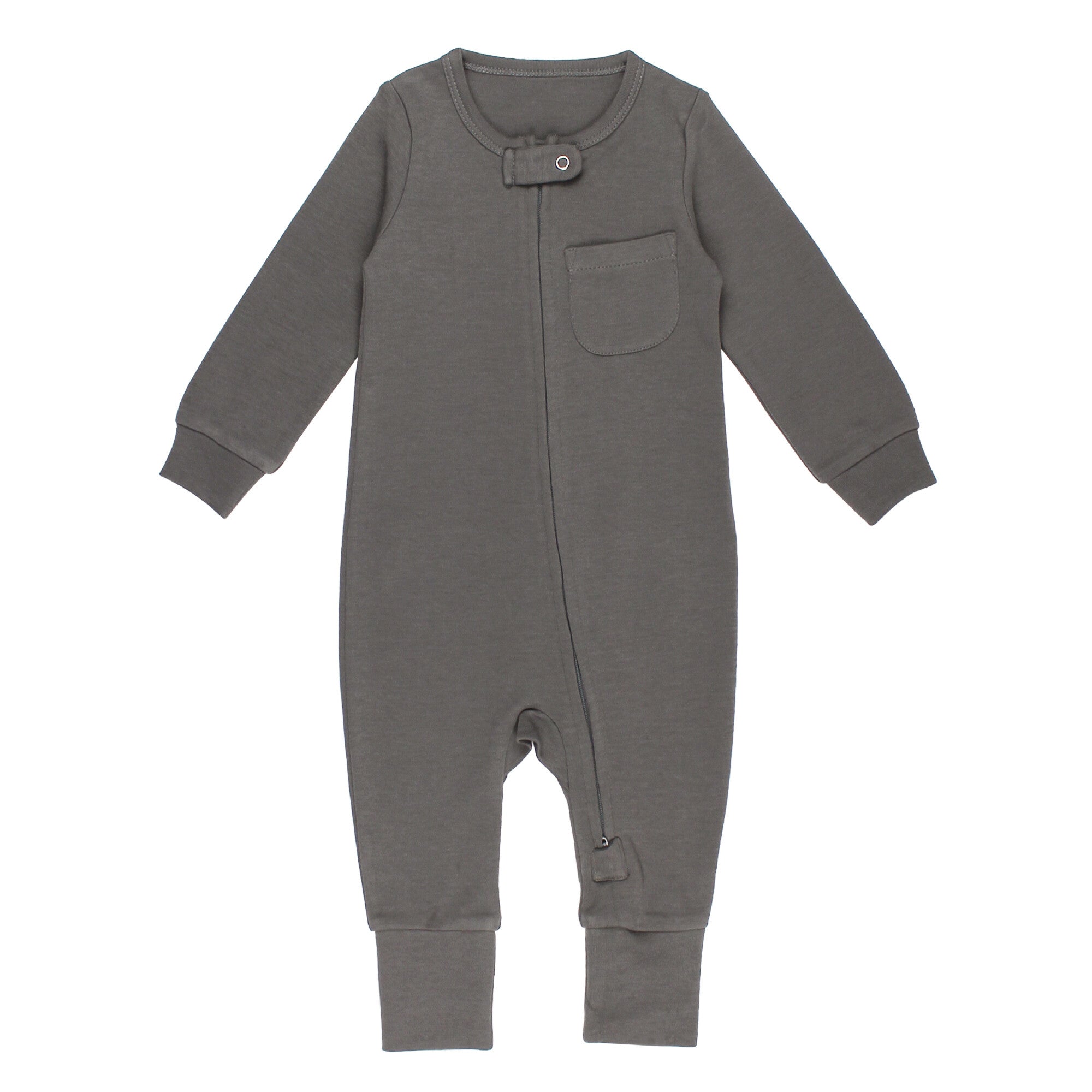 Gray | Organic Zipper Romper