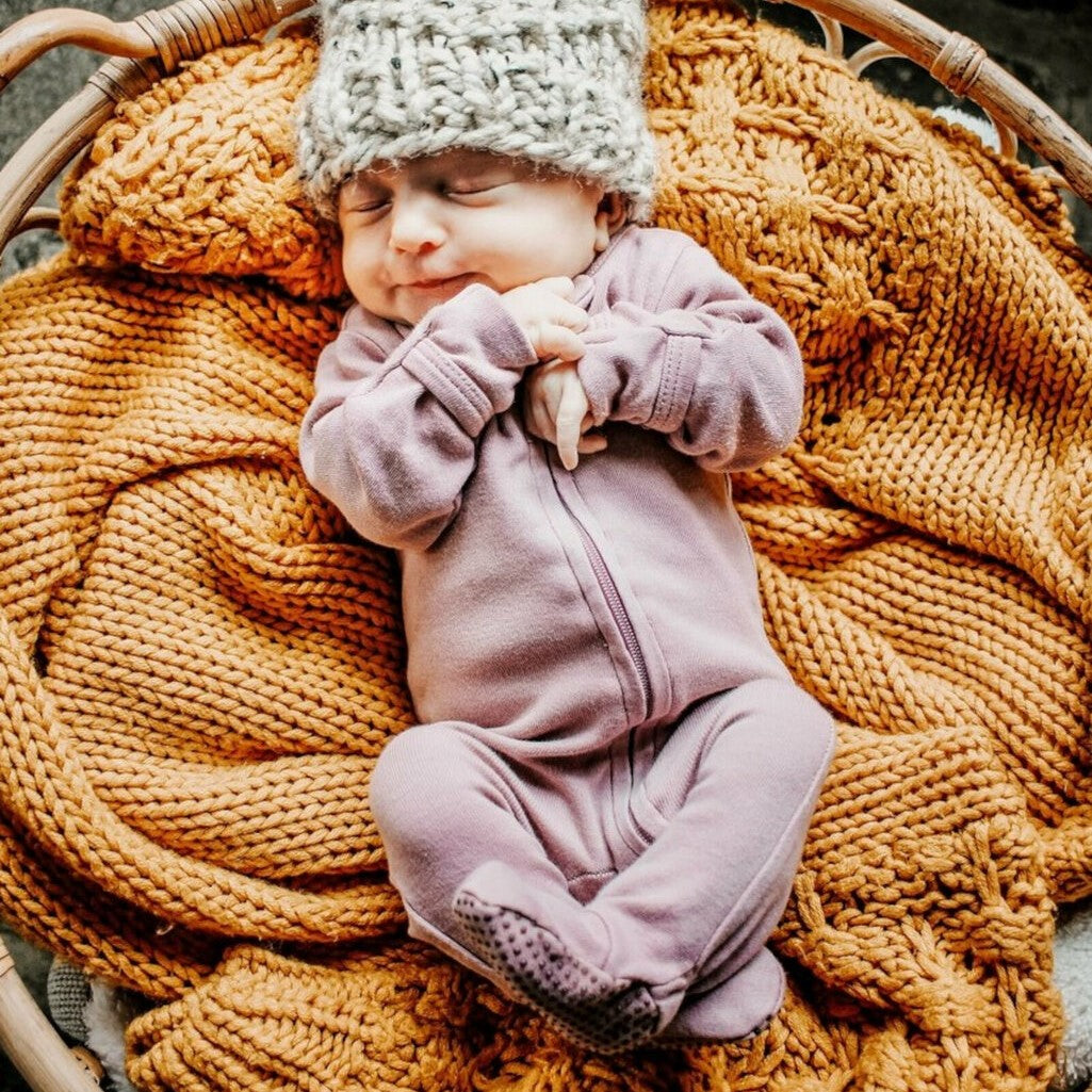 Lavender | Organic Zipper Footie