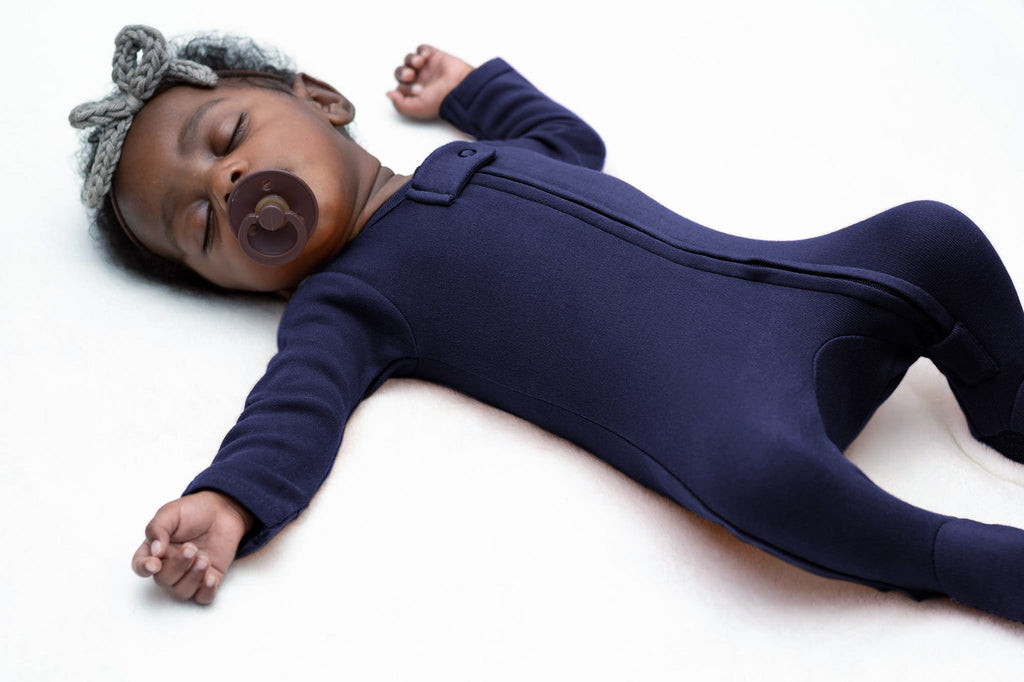 Navy | Organic Zipper Footie