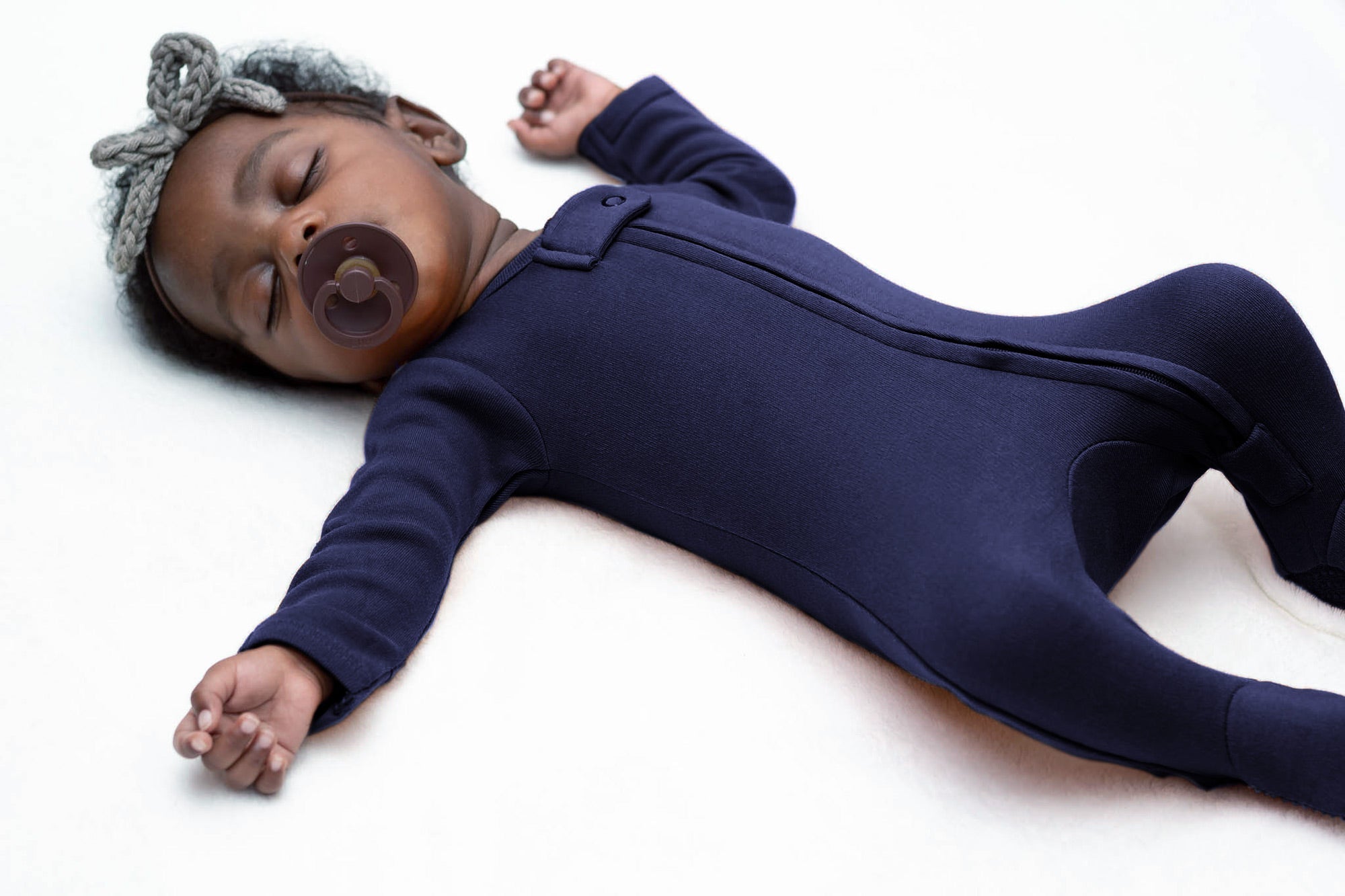 Navy | Organic Zipper Footie