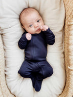 Navy | Organic Zipper Footie