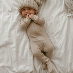 Oatmeal | Organic Zipper Footie