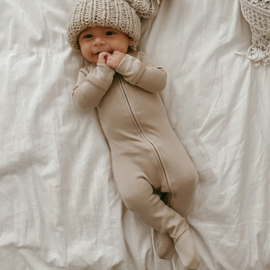 Oatmeal | Organic Zipper Footie