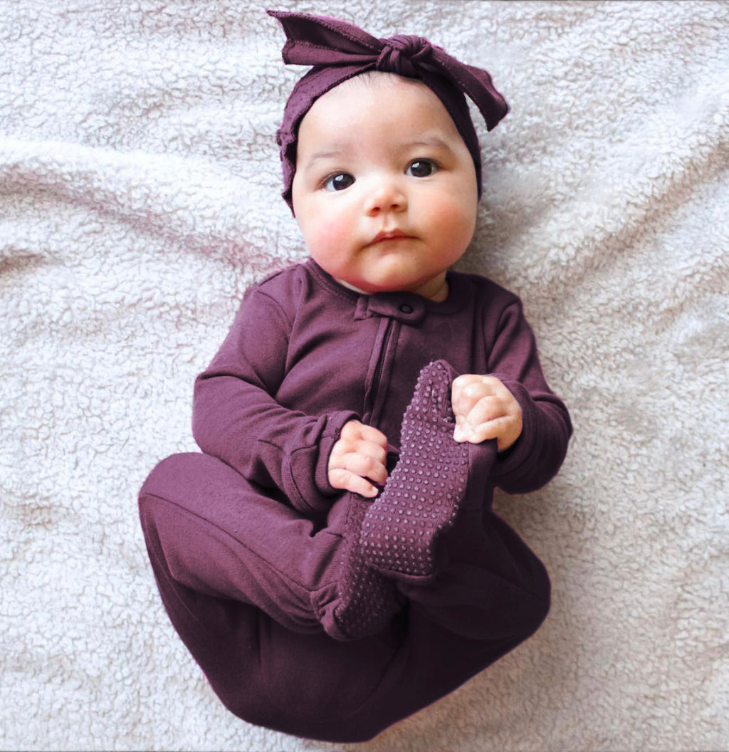 Plum | Organic Zipper Footie