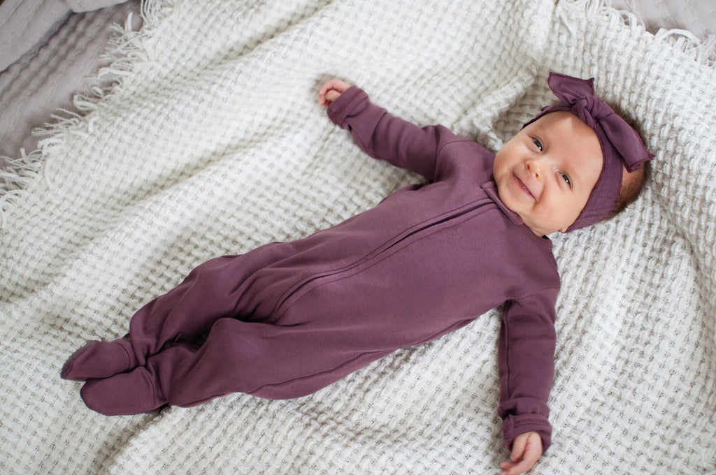 Plum | Organic Zipper Footie