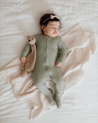 Seafoam | Organic Zipper Footie