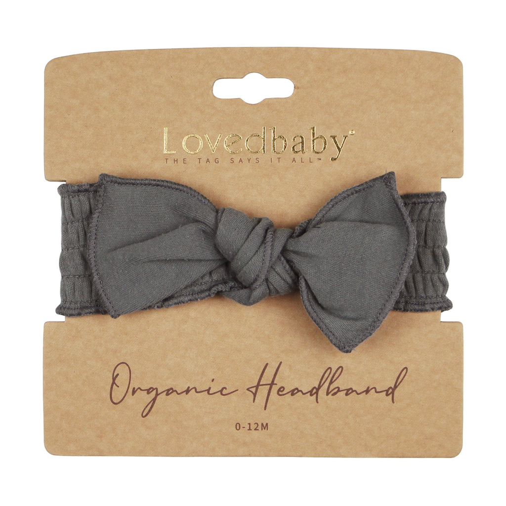 Gray | Organic Smocked Tie Headband