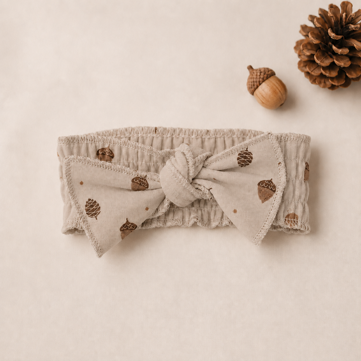 Organic Smocked Tie Headband