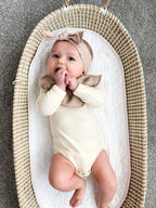 Oatmeal | Organic Smocked Tie Headband