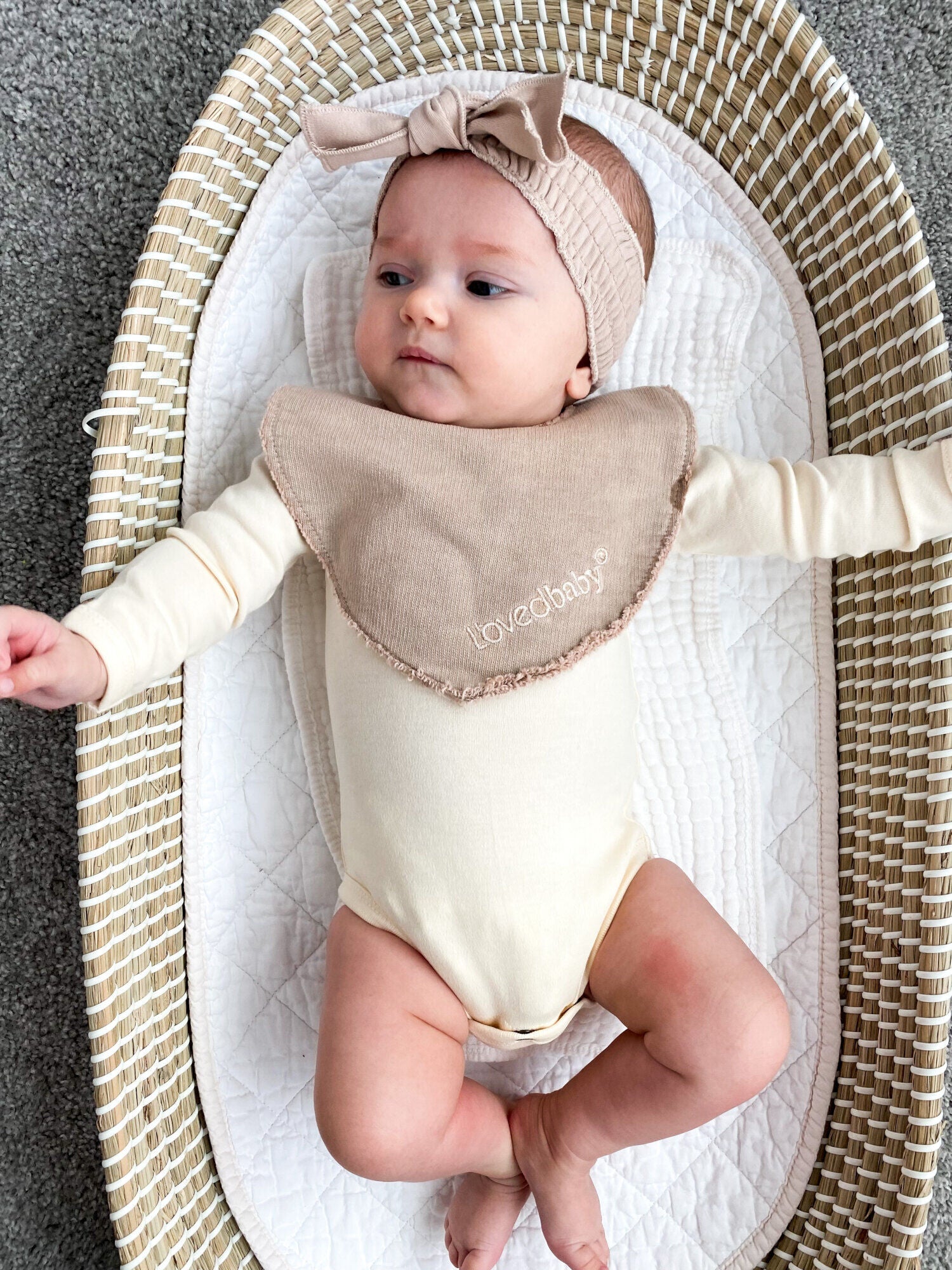 Oatmeal | Organic Smocked Tie Headband