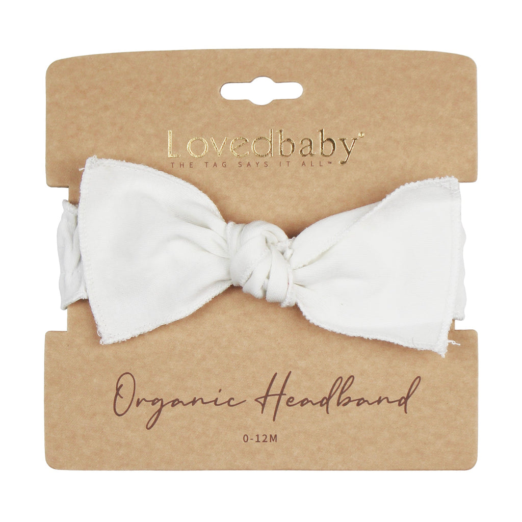 White | Organic Smocked Tie Headband