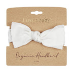White | Organic Smocked Tie Headband