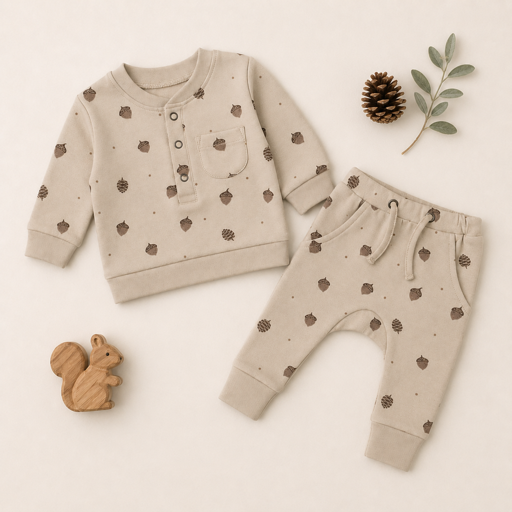 Organic Henley Sweatshirt & Jogger Set