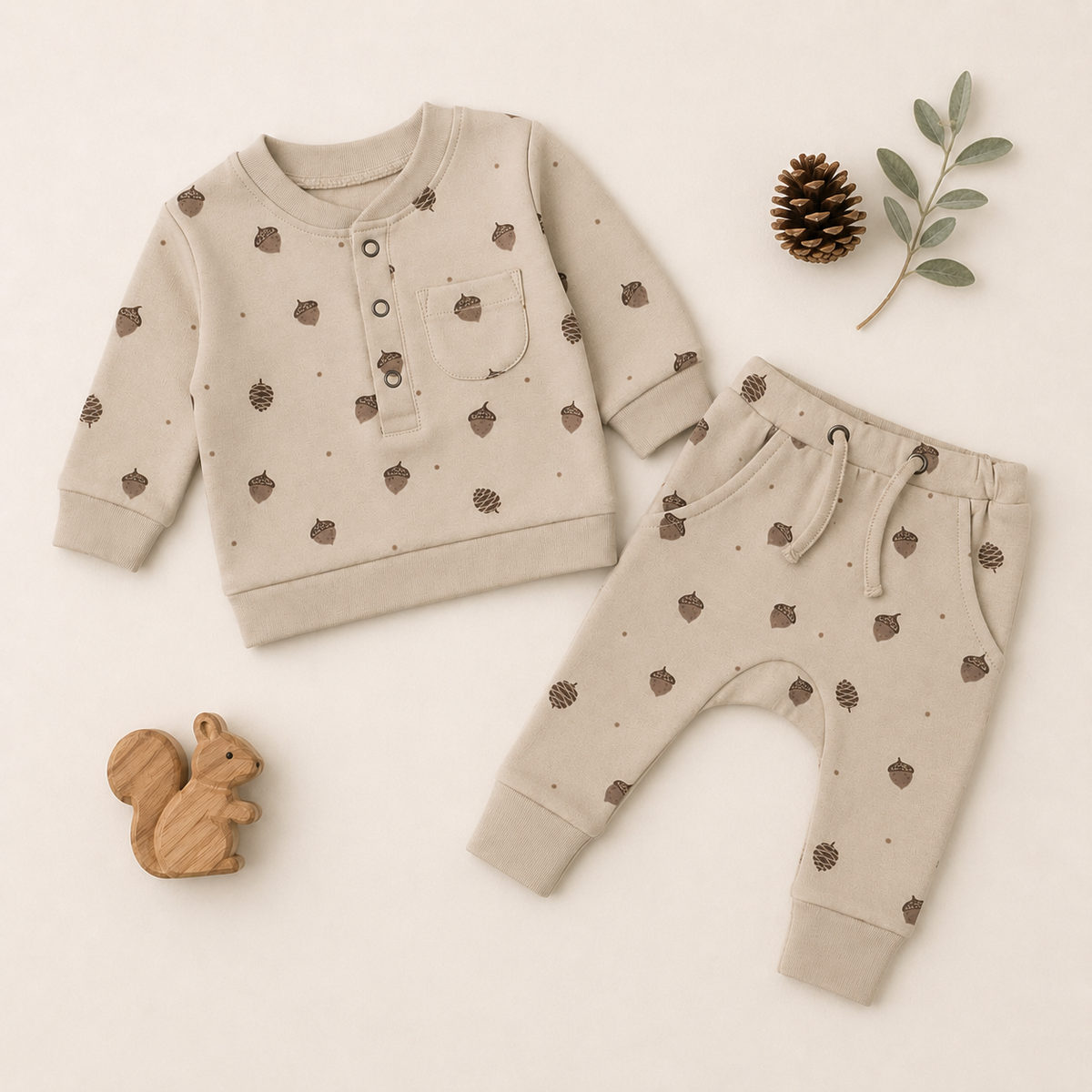 Organic Henley Sweatshirt & Jogger Set