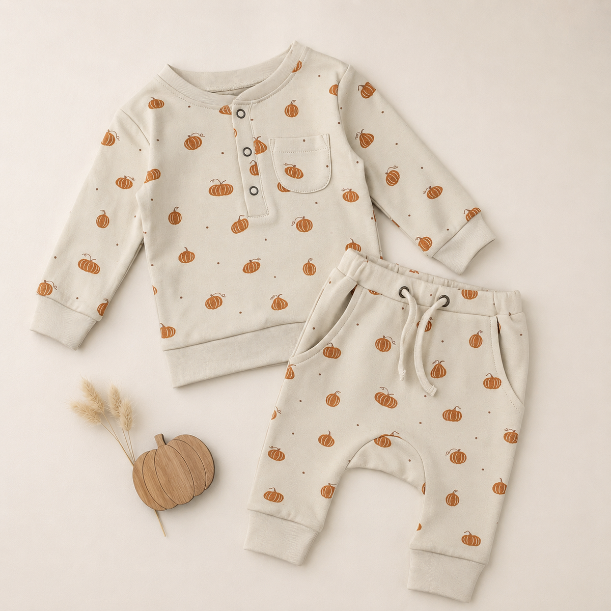 Organic Henley Sweatshirt & Jogger Set