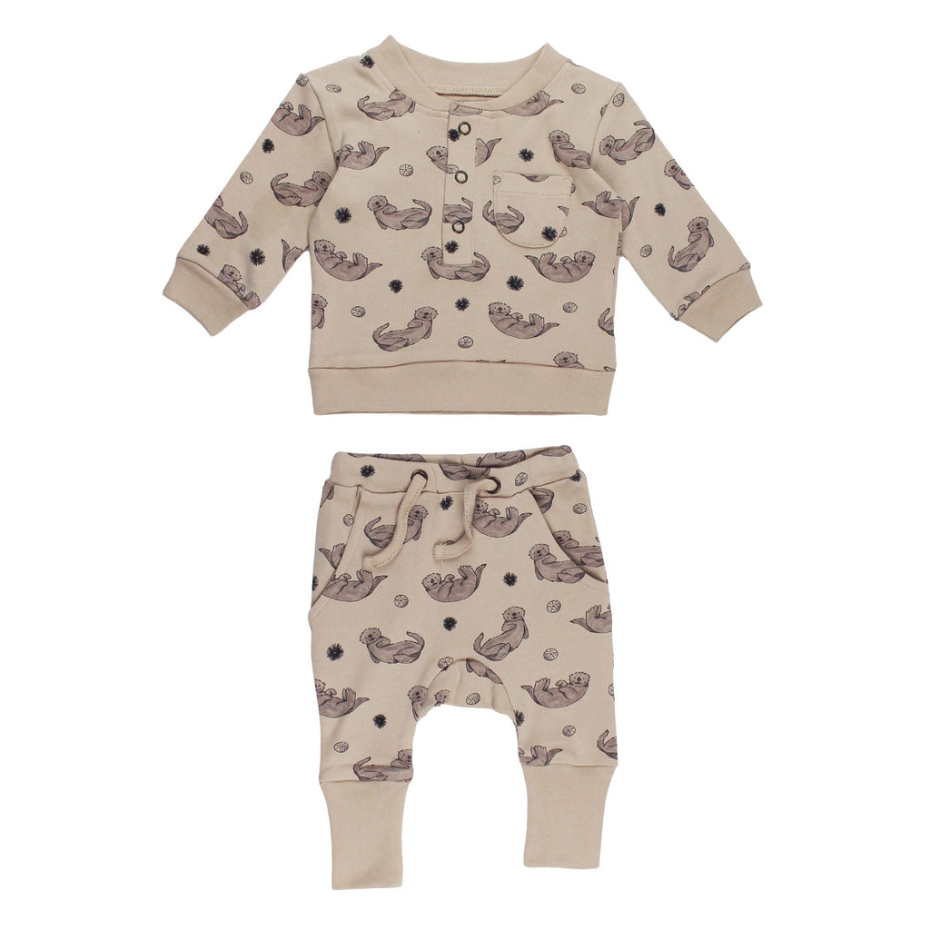 Organic Henley Sweatshirt & Jogger Set